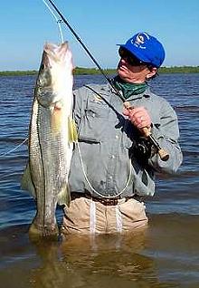 Capt. Johnston with a big snook taken at Playa Blanca Lodge located on Mexico's Yucatan peninsula 